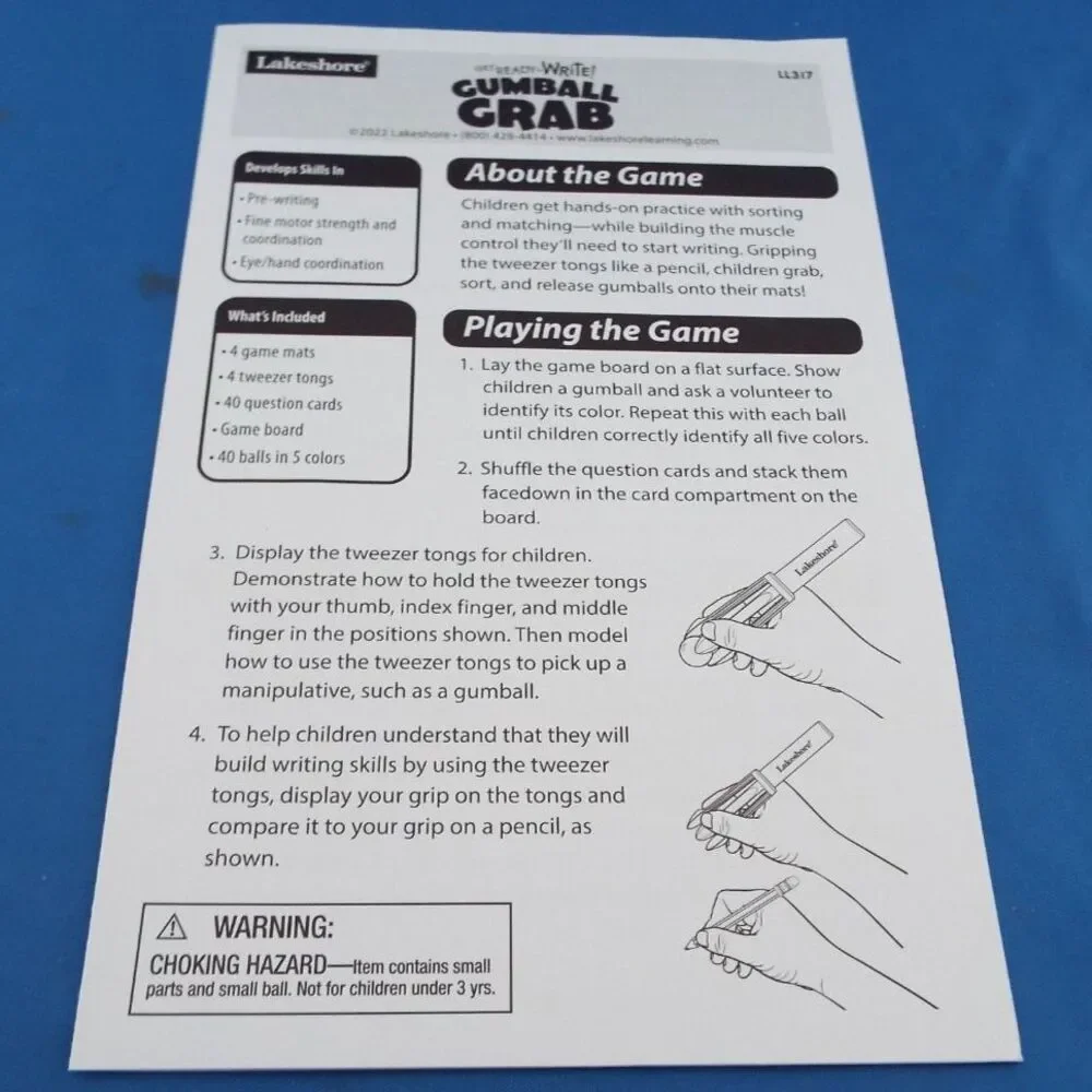 Lakeshore - Gumball Grab Game - Get Ready To Write - Open Box Complete